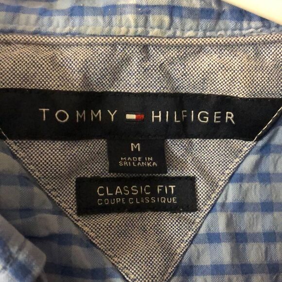 Tommy Hilfiger 100% cotton blue textured button front short sleeve classic fit M - Picture 3 of 6